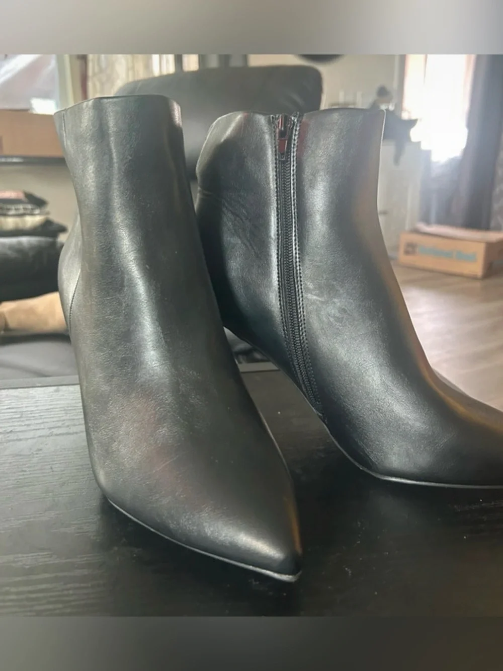 Black Women’s Pointed-Toe Ankle Boots - Leather Zipper